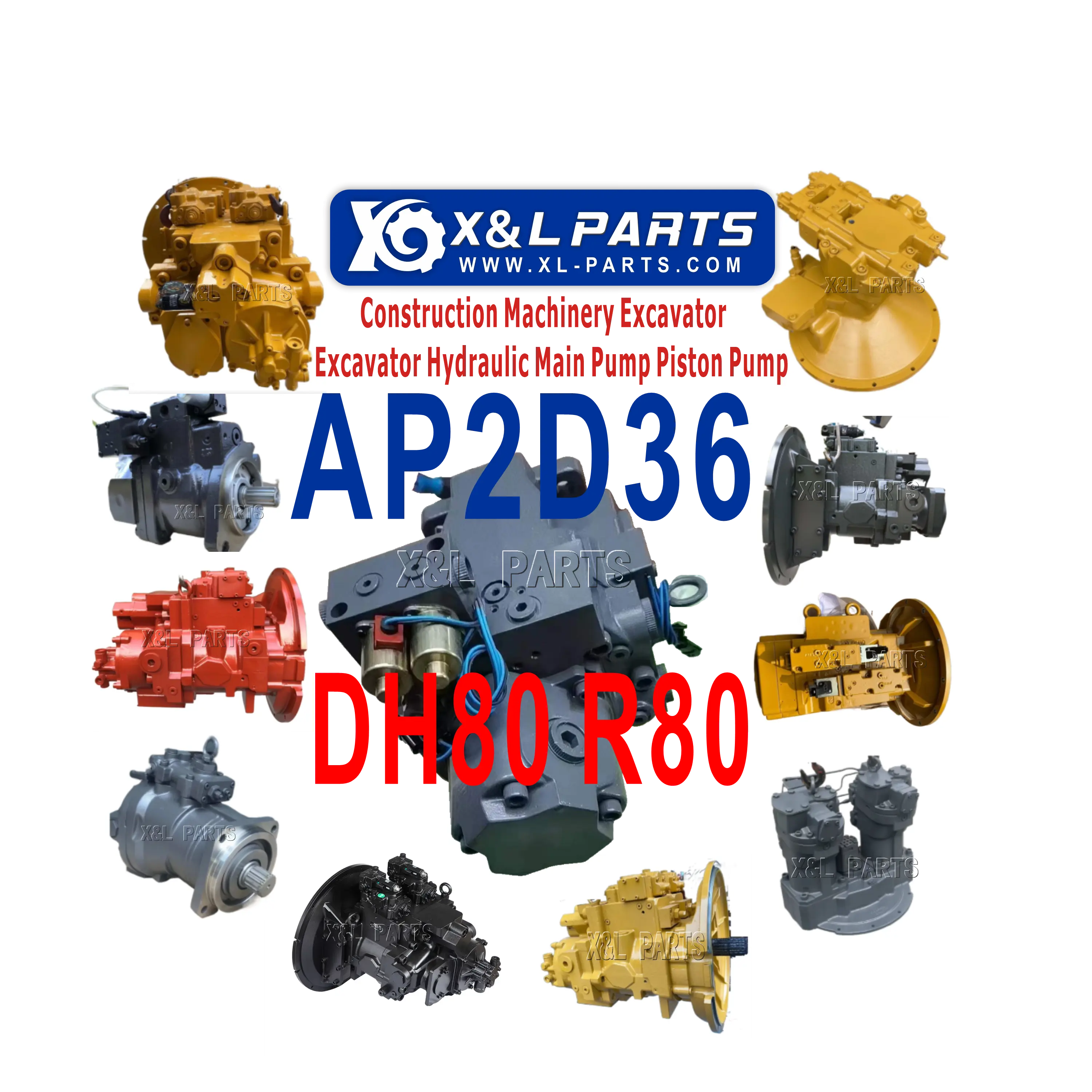 مضخة هيدروليكية مع صمام ملف اللولبي من X&L-parts AP2D36-LV1PS7-880-0 31N1-10011 لـ Hyundai Excavator R80 لـ Daewoo Excavator DH80