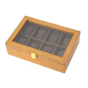 Wooden <b>Watch</b> Box With Glass Lid 8 Compartment Display <b>Case</b> For Jewelry Bracelet Storage - Product Image 1