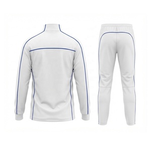 Survêtement d'entraînement personnalisé blanc et bleu à motifs géométriques |   Ensemble d'entraînement de football à demi-zip OEM ODM - Product Image 2