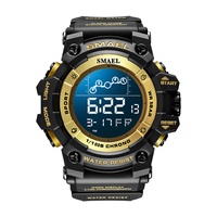 SMAEL 8082 Jam Tangan Olahraga Digital untuk Pria-Tahan Air 50 Bar Layar LED Tali Silikon Kronograf Alarm Bercahaya & Stopwatch