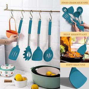 Cooking Kitchen Utensils Set <b>Silicone</b> Kitchenware Set Stainless Steel <b>Silicone</b> Kitchen Utensils Set with Holder - Product Image 2