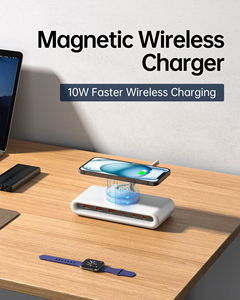 Magnetic Wireless Charger with 3 USB-A and 3 USB-C <b>Ports</b> Fast Charging for Smart Watch and 15W wireless Output Plastic <b>White</b> - Product Image 2