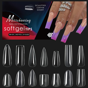 Pointes d'ongles en gel carrées souples de haute qualité, 140 unités/boîte, vente en gros, faux ongles à presser style French Manucure - Product Image 3