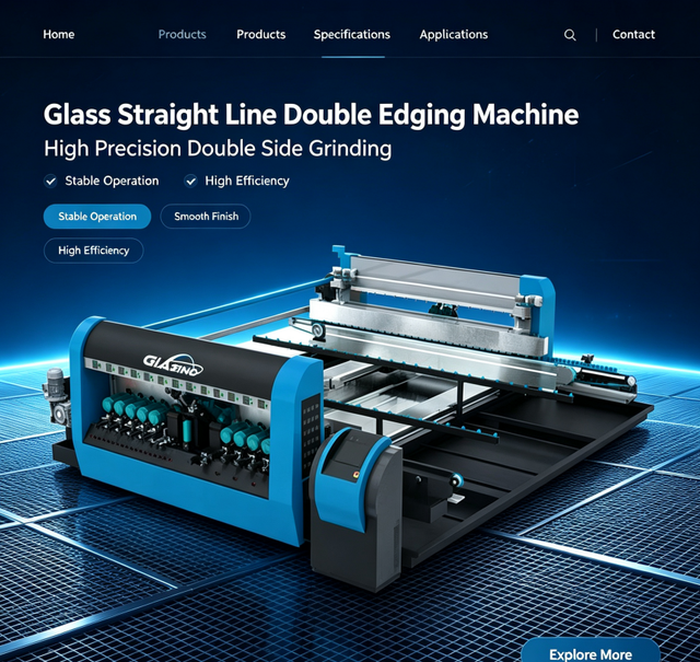 Glasino Fully Automatic High Precision Stable Glass Straight Line Double Edging Machine