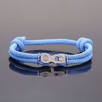 Bracelet unisexe en corde nautique double couche en nylon milanais style punk rock avec fermoir magnétique en acier inoxydable, bijou chaîne de vélo