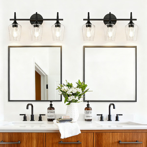 Lámpara de pared industrial de hierro negro con 3 luces y portalámparas E26 para iluminación de espejo en baño y dormitorio - Product Image 3