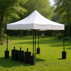 Toldo Plegable Blanco de 10' x 10' con Protección Solar UPF50+ de Tela de PVC, Accesorios para Patio y Uso en Exteriores - Product Image 2