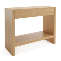 Console Moderne Américaine en Chêne Brun, Taille Personnalisable, Meuble d'Entrée à 2 Tiroirs, Bureau d'Appoint de Luxe en Bois Organique pour Couloir