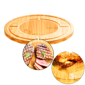 Tagliere per intaglio in bambù blocco da macellaio per bistecche per impieghi gravosi con scanalature profonde tagliere in legno per cucina - Product Image 4