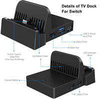 Estación de carga con soporte Led para TV, Mando de conversión de vídeo HD, portátil, conectado, para Nintendo Switch, 2021