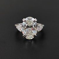 Bague en diamant de laboratoire 3 pierres pour femmes, mariage, fiançailles, certifiée IGI, diamant de laboratoire ovale 5 carats, bague en platine