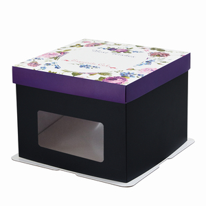 New Trắng Đen 10 Inch Vuông Hộp Giấy Bánh Cưới Hộp Cửa Sổ Trong Suốt Nướng Bao Bì Hộp - Product Image 5