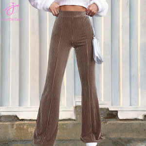 Loveda New Arrival da <span class=keywords><strong>donna</strong></span> Casual <span class=keywords><strong>a</strong></span> vita alta in <span class=keywords><strong>velluto</strong></span> <span class=keywords><strong>a</strong></span> <span class=keywords><strong>coste</strong></span> tinta unita <span class=keywords><strong>pantaloni</strong></span> <span class=keywords><strong>a</strong></span> zampa larga - Product Image 1