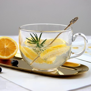 Tasse à thé et lait de soja en verre sans plomb avec poignée, design minimaliste, pour le <span class=keywords><strong>petit</strong></span>-<span class=keywords><strong>déjeuner</strong></span> et le café à domicile (vente en gros) - Product Image 1