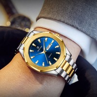 Montre à quartz pour homme de luxe avec bracelet en acier inoxydable, étanche, avec date luminescente, montre de mode pour homme
