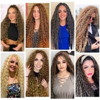 Vendita calda 24 pollici profondo arricciatura dea sintetica trecce riccio onda uncinetto capelli tessitura dei capelli extension per il colore Ombre