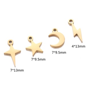 Mini estrella Luna Starlight estrellas dijes de acero inoxidable 18K oro PVD plateado colgantes collar pulsera pendientes suministros de joyería - Product Image 2
