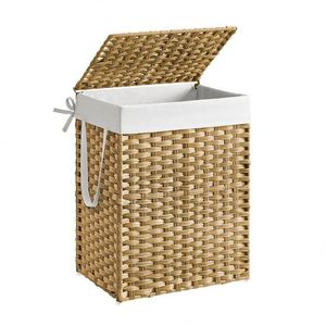 Taşınabilir kirli sepet dokuma sümbül cep duvarı 3 küçük katmanlı çamaşır beyaz yıkanmış Rattan kanepe depolama mutfak havlusu sepet - Product Image 1