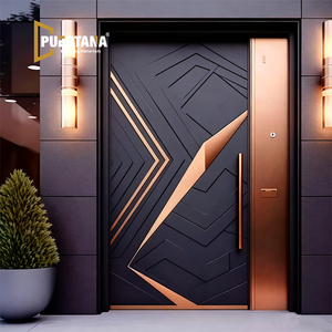 Puerta <span class=keywords><strong>de</strong></span> <span class=keywords><strong>Entrada</strong></span> Principal <span class=keywords><strong>de</strong></span> Aluminio Fundido con Acabado Metálico Rústico <span class=keywords><strong>de</strong></span> Acero, Ahorro <span class=keywords><strong>de</strong></span> Energía, para Casa, Villa, Hogar, Clima Frío - Product Image 1