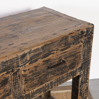 Table console vintage en bois massif noir vieilli style shabby chic pour salon, armoire à 4 portes