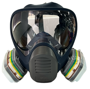 Masque respiratoire intégral avec cartouches filtrantes pour vapeurs organiques, réutilisable, en silicone, pour utilisation dans la production chimique - Product Image 1