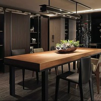 Établi en bois massif de style loft industriel Table longue moderne simple avec design carré pour établissement de café et de bar-conférence