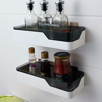 Étagère murale moderne minimaliste en plastique sans perçage pour rangement de salle de bain et de cuisine