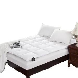 Dessus de matelas en microfibre motif plumes blanches, 1 pièce, hôtel