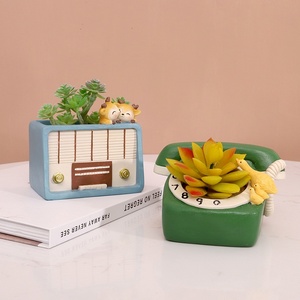 <span class=keywords><strong>Mini</strong></span>-pots <span class=keywords><strong>de</strong></span> fleurs rétro en résine pour jardinage DIY à domicile – Durables et résistants à la corrosion pour succulentes, utilisation sur bureau et au sol - Product Image 3