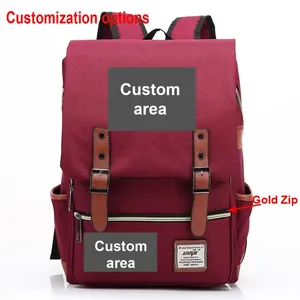 Customized Printed School <b>Backpack</b> DIY Your Photo Logo for Men Women Boy Girl Students <b>Canvas</b> Promotion Business Gift Schhoolbag - Product Image 2