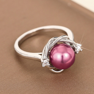 Anello da Donna con Perle Imitate e Polvere Floreale al Laser, Design Futuristico, Gioiello di Moda Quotidiana, Regalo - Product Image 6