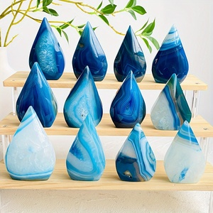 คริสตัลบำบัดทรงหยดน้ำสีน้ำเงิน บลูอาเกต ขัดเงา รูปทรงอิสระ สำหรับตกแต่งบ้าน ลดราคาพิเศษ - Product Image 4