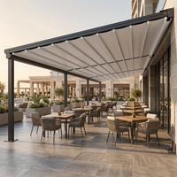 Pergola rétractable en PVC commercial avec structure en aluminium, auvent de terrasse extérieur pour hôtel, restaurant, complexe hôtelier