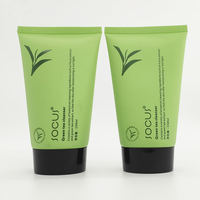 Tube souple en plastique PE vert 50ml 100ml, emballage cosmétique vide, contenants pour nettoyant, crème pour les yeux, crème pour les mains, lotion, bouchon à vis noir LX226
