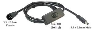 Interruptor de encendido y apagado Conector de cable de alimentación de CC macho a hembra de 5,5x2,1mm con conector hembra de CC de 2,1*5,5 - Product Image 5