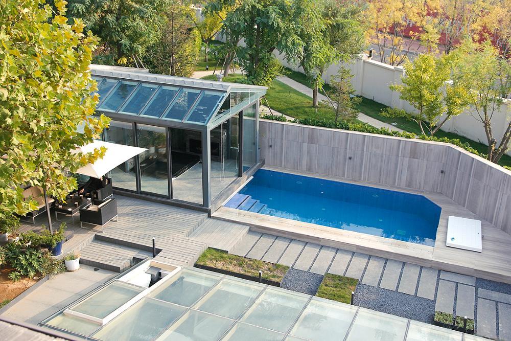 marco de aluminio de Gable terraza bajo-e techo de vidrio para Patio tifón resistente e impermeable