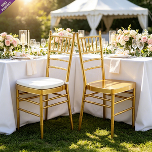 Nouvelle conception, prix abordable, mobilier de mariage, chaise Chavari en acier doré, utilisée pour la location - Product Image 1