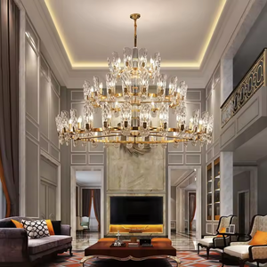 Lustre doré éclairage de plafond hôtel centre commercial salon luxe asfour lustres modernes en cristal - Product Image 2