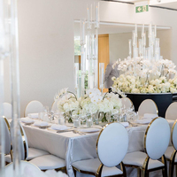 Nouveau style tendance pour centre de table de mariage : Chandelier en cristal transparent à 5 branches avec support pour bougies