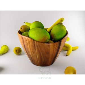 Elegant Wooden <b>Salad</b> <b>Bowl</b> With Serving Fork and Spoon for Mixing and Serving, Acacia <b>Wood</b> Serving <b>Bowl</b> - Product Image 5