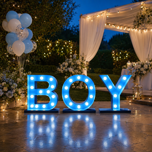 Letrero Luminoso LED Gigante con Letras del Alfabeto para Fiestas <span class=keywords><strong>de</strong></span> Cumpleaños, Baby Shower y Decoración <span class=keywords><strong>de</strong></span> Bodas, Lámpara <span class=keywords><strong>de</strong></span> Pie que Funciona con Baterías - Product Image 4