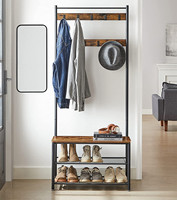 Porte-manteau, arbre de hall avec banc à chaussures pour entrée, porte-chaussures 3 en 1 pour meubles d'appoint autoportants à la maison
