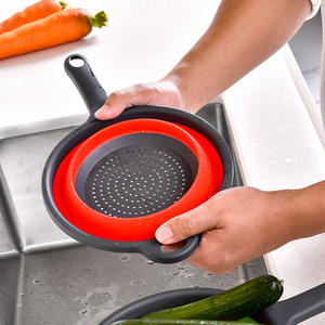 Hot Sale Universea GJLSL-6 Silicone Plastic Collapsible <b>Kitchen</b> <b>Rack</b> Fruit <b>Vegetable</b> Washing Folding Drain Sink Basket Handle - Product Image 2