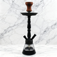 Chicha à double tuyau en métal multicolore - Or/Noir/Argent/Bleu & Base en verre pour une utilisation sociale occasionnelle