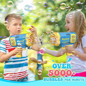 Luckytoys sıcak 40 delik yükseltme elektrikli roket kabarcık tabancası Mini tarzı uzay kabarcık üfleme makine oyuncak ışık ile - Product Image 3