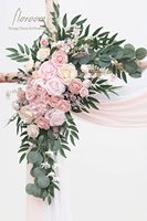 Kit de 4 draperies florales pour arche de mariage avec 2 arrangements de roses artificielles rose poudré pour la décoration de fond de cérémonie