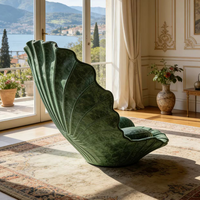 Fauteuil Coquille Moderne de Luxe en Velours Confortable pour Salon et Chambre à Coucher