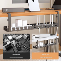 Organisateur de câbles métallique sous bureau et support de rangement vertical à un niveau pour câbles d'alimentation, boîte de rangement sans perçage pour gestion des prises de bureau