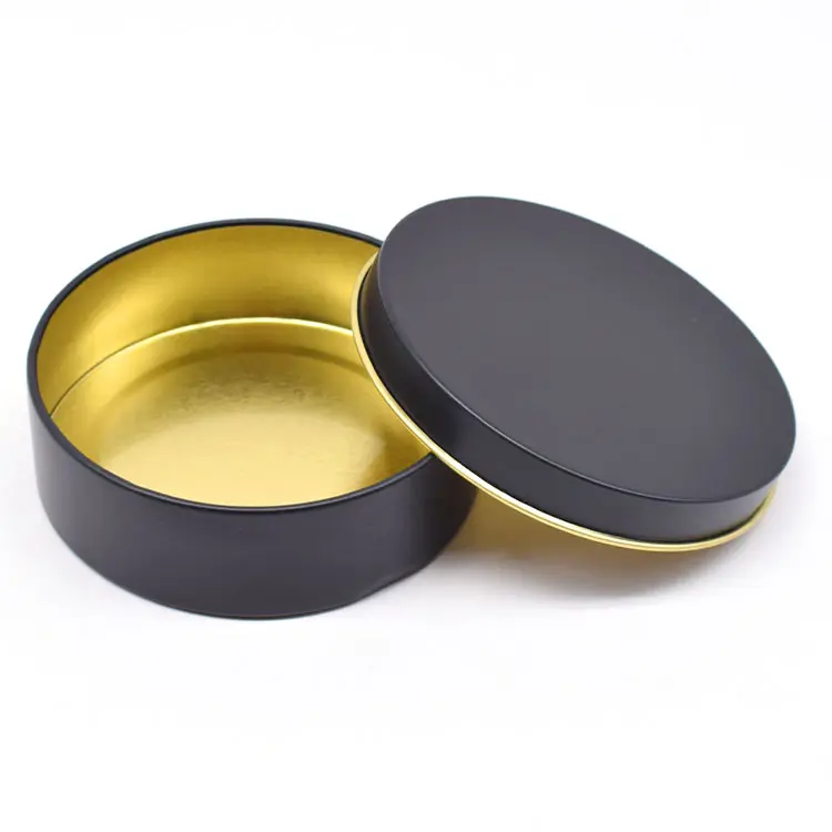 Caja de lata redonda de Metal para dulces, embalaje de regalo para crema cosmética, color dorado, blanco, negro y plateado, 100ml