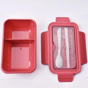 Two <b>Frames</b> <b>Large</b> Capacity Lunch Box with Water Cup Office Microwave Heating Food Grade Bento Box Easy to Carry Outside 1100ML - Product Image 1